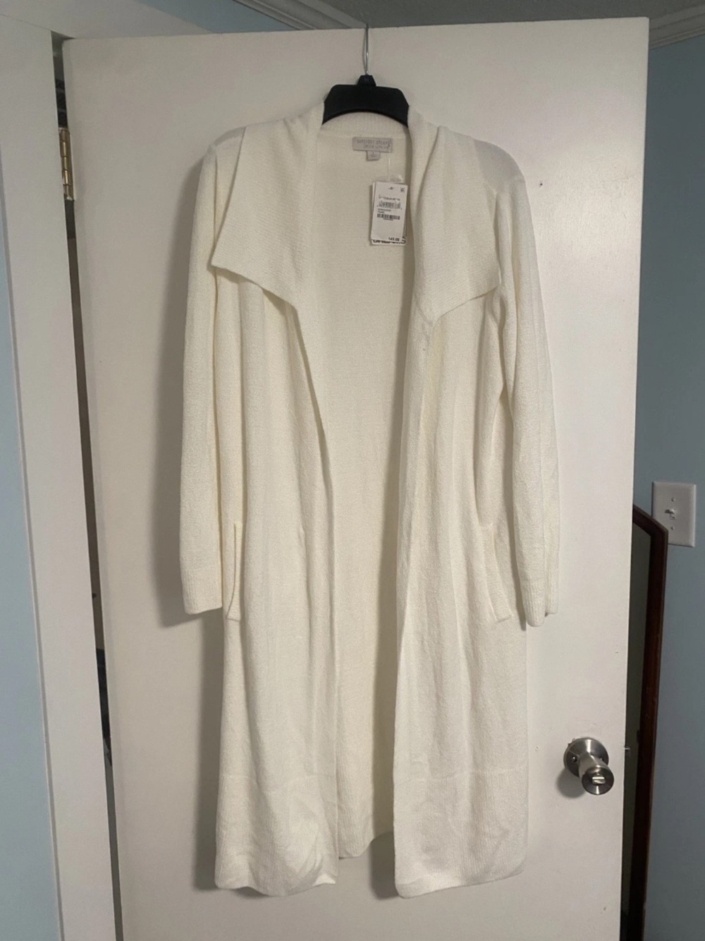 NWT Barefoot Dreams CozyChic Cardigan Duster Womens L Pearl Ivory/White Lux Soft - Picture 1 of 7